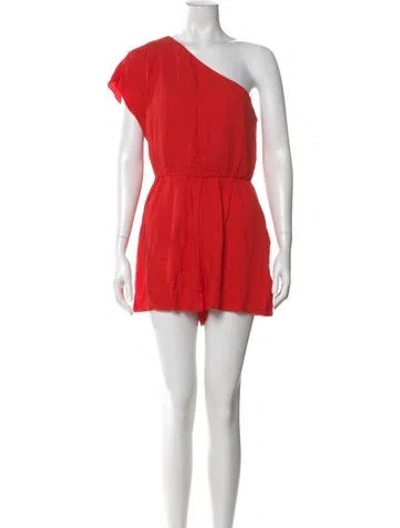 Pre-owned Alice And Olivia One-shoulder Romper In Red