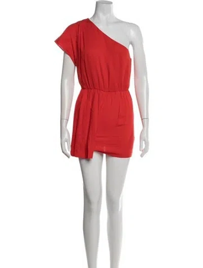 Pre-owned Alice And Olivia One-shoulder Romper W/ Tags In Red