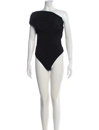 Pre-owned Alice And Olivia One-shoulder Sleeveless Bodysuit W/ Tags In Black