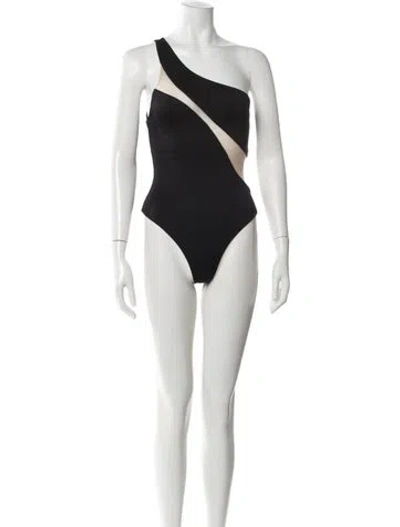 Pre-owned Alice And Olivia One-shoulder Sleeveless Bodysuit W/ Tags In Black