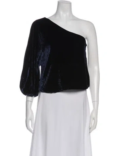 Pre-owned Alice And Olivia One-shoulder Three-quarter Sleeve Top In Black