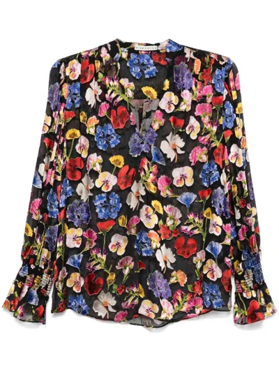 Alice And Olivia Onica Collared Blouse In Timeless Blossom