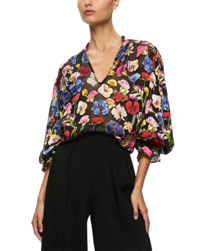 Alice And Olivia Onica Silk-blend Blouse In Multi