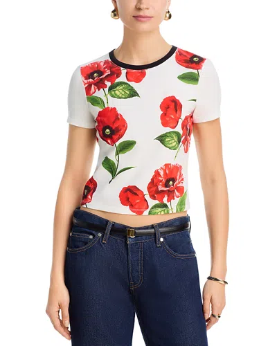 Alice And Olivia Onie Baby Ringer Tee In White