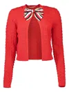 Alice And Olivia Open-front Bow-detailing Cardigan In Red