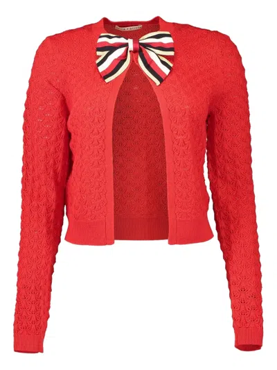 ALICE AND OLIVIA OPEN-FRONT BOW-DETAILING CARDIGAN