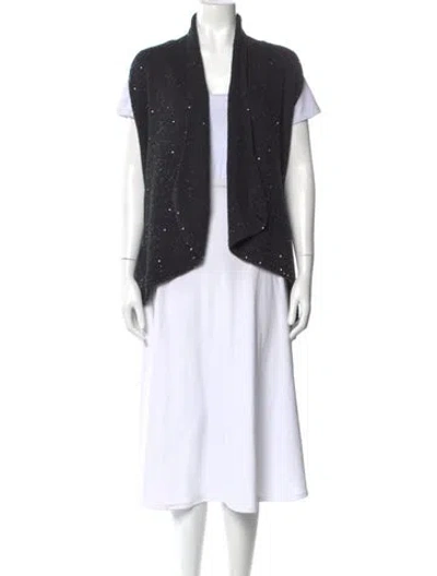 Pre-owned Alice And Olivia Open Front Sweater In Black