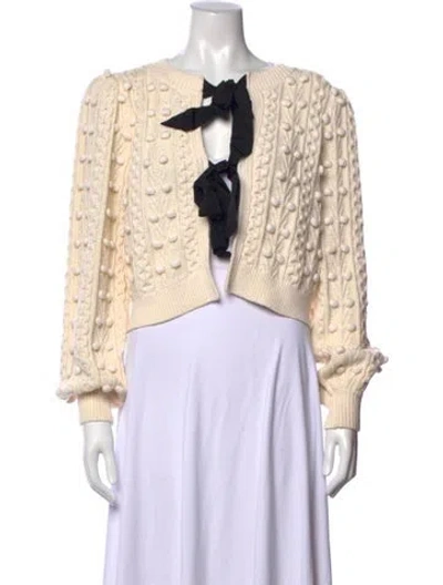Pre-owned Alice And Olivia Open Front Sweater In White