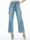 Alice And Olivia Ora High-rise Embellished Jeans In Rockstar Blue
