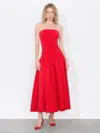 Alice And Olivia Oriana Strapless Drop Waist Dress In Bright Ruby