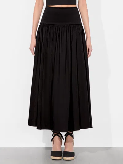 Alice And Olivia Oriana Drop Waist Midi Skirt In Black