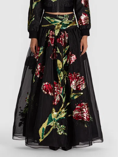 Alice And Olivia Oriana Embellished Gown Skirt In Black