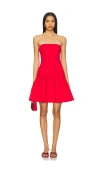 Alice And Olivia Oriana Strapless Drop Waist Mini Dress In Red