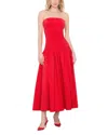 Alice And Olivia Oriana Strapless Drop Waist Dress In Bright Ruby