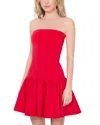 Alice And Olivia Oriana Strapless Drop Waist Mini Dress In Bright Ruby