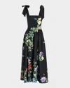 Alice And Olivia Oriana Tie Strap Drop-waist Midi Dress