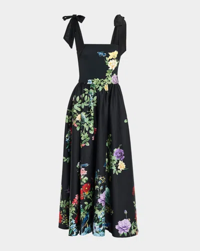ALICE AND OLIVIA ORIANA TIE STRAP DROP-WAIST MIDI DRESS