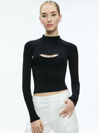 Alice And Olivia Orion Knit Tank And Shrug In Black