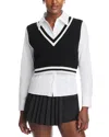 Alice And Olivia Orly Layered Look Sweater Vest In Black Soft White