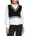 Alice And Olivia Orly Layered Look Sweater Vest In Black