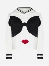 ALICE AND OLIVIA OSCAR STACE FACE WOOL-BLEND KNIT HOODIE