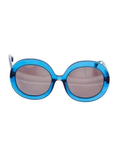 Pre-owned Alice And Olivia Oversize Mirrored Sunglasses In Blue