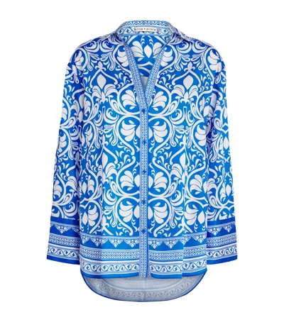 Alice And Olivia Oversized Kiva Shirt In Blue