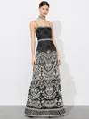 Alice And Olivia Paige Maxi Gown In Black/multi