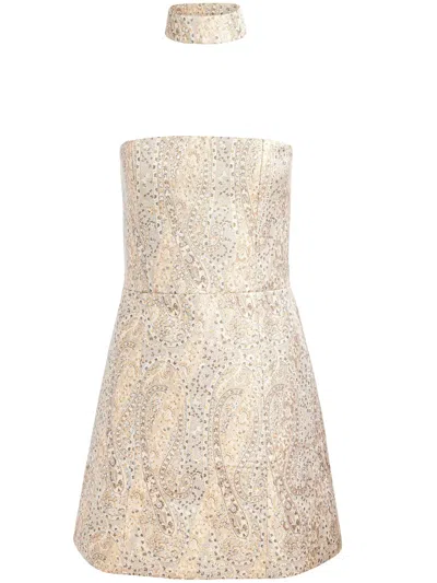 Alice And Olivia Paige Mini Dress In Neutrals