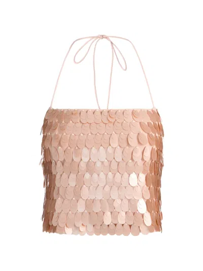 Alice And Olivia Paillette-embellished Spaghetti-strap Top In Animal Print