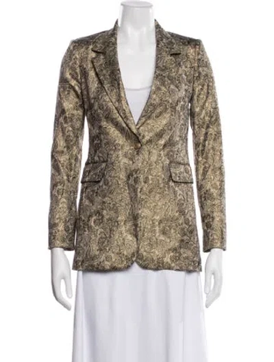 Pre-owned Alice And Olivia Paisley Print Blazer W/ Tags In Gold/metallic