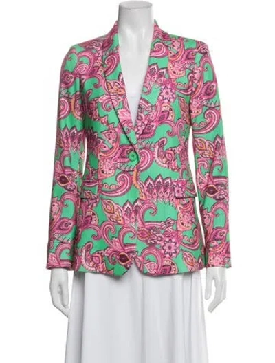 Pre-owned Alice And Olivia Paisley Print Blazer W/ Tags In Green/pink