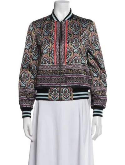 Pre-owned Alice And Olivia Paisley Print Bomber Jacket In Red