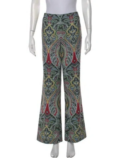 Pre-owned Alice And Olivia Paisley Print Flared Pants In Green