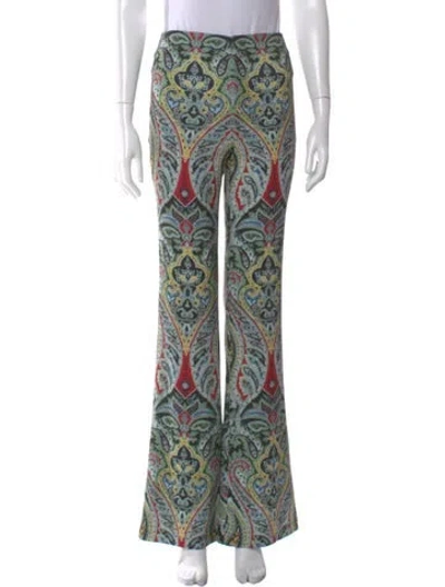 Pre-owned Alice And Olivia Paisley Print Flared Pants In Green