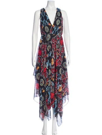 Pre-owned Alice And Olivia Paisley Print Long Dress W/ Tags In Blue