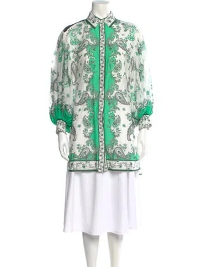 Pre-owned Alice And Olivia Paisley Print Long Sleeve Blouse In Multi