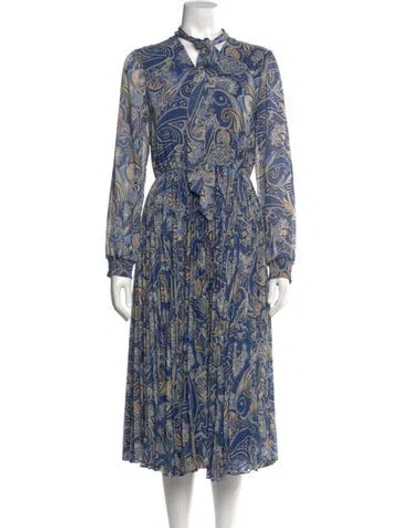 Pre-owned Alice And Olivia Paisley Print Midi Length Dress In Blue