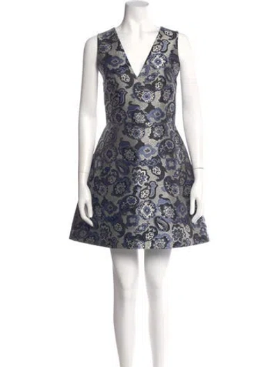 Pre-owned Alice And Olivia Paisley Print Mini Dress In Blue