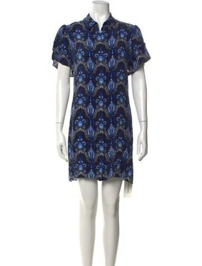 Pre-owned Alice And Olivia Paisley Print Mini Dress In Blue