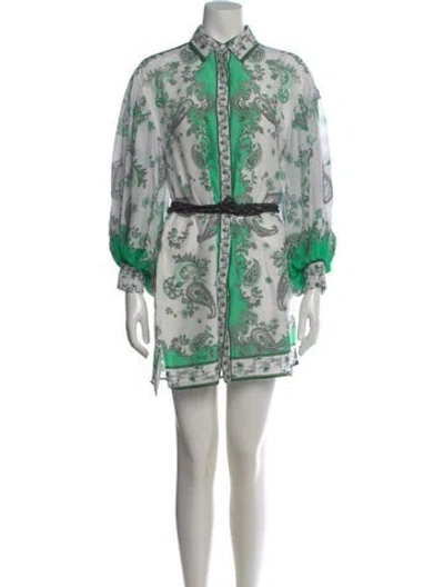 Pre-owned Alice And Olivia Paisley Print Mini Dress In White