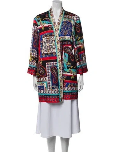 Pre-owned Alice And Olivia Paisley Print Robe In Black