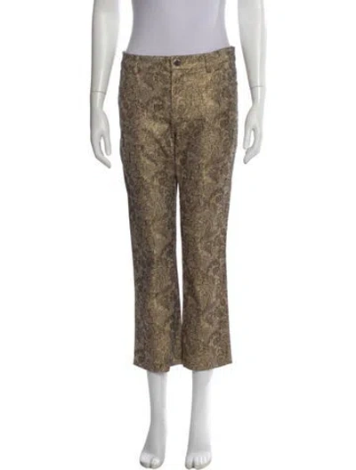 Pre-owned Alice And Olivia Paisley Print Straight Leg Pants In Brown