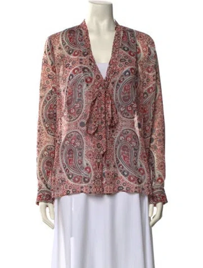 Pre-owned Alice And Olivia Paisley Print V-neck Blouse In Multi