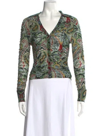 Pre-owned Alice And Olivia Paisley Print V-neck Blouse In Multi