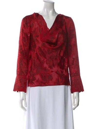 Pre-owned Alice And Olivia Paisley Print V-neck Blouse In Red