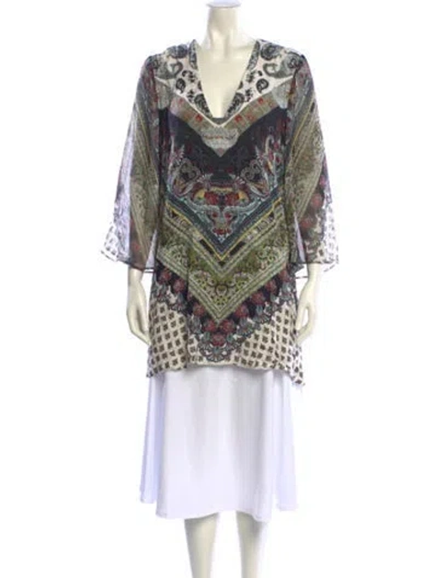 Pre-owned Alice And Olivia Paisley Print V-neck Tunic In Neutral