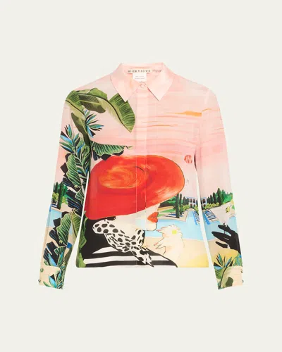 Alice And Olivia Palm Beach Willa Placket Top