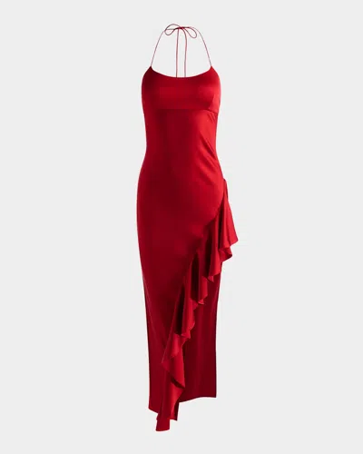Alice And Olivia Palma Asymmetric Ruffle Maxi Dress In Hibiscus