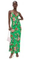 Alice And Olivia Paloma V Nk Cami Maxi Slip Dress Hamptons Floral In Green